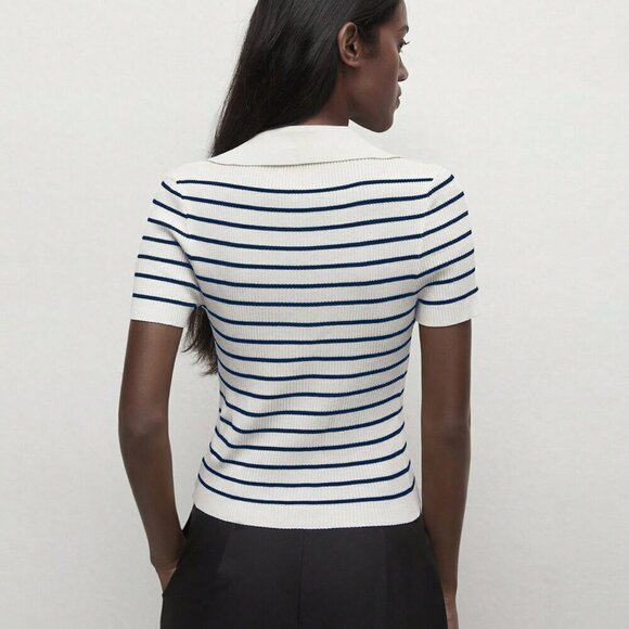 Multicolor Women's Button-Up Striped Knit Sweater - Picture 3 of 7